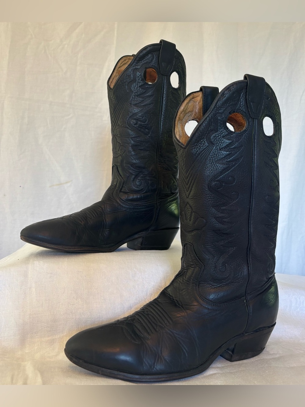 Boulet Black Leather Western Cowboy Boots Mens 9 2E  Made in Canada Vintage